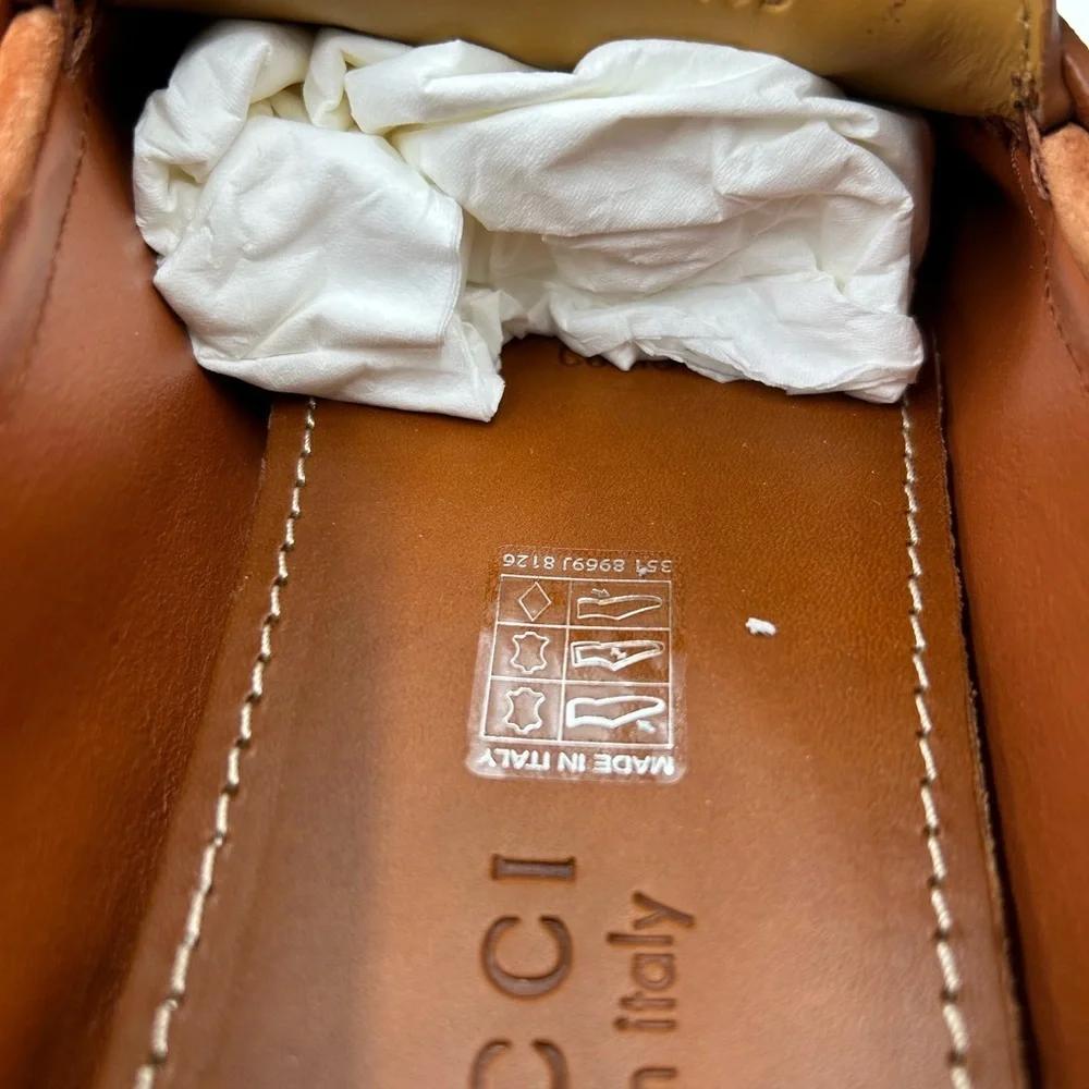 Men's Gucci horse bit suede GG loafers size 9 fits 10 US made in Italy